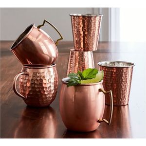 Handmade Hammered Moscow Mule Copper Mugs Set Pure Solid Copper Beer Cocktail Cups Custom Wholesale <b>Metal</b> Barware Tumbler Mugs - Product Image 1