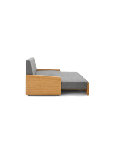 Minimalist Solid Wood Frame Sofa <b>Bed</b> with Fabric Cushions Convertible Design for Living Room 2 Seater - Product Image 2