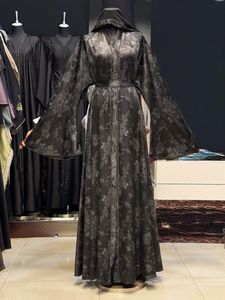 Modest Dubai Umbrella Abaya Stone Work Handmade Sequined Arabic Dubai Style Full Flare Nida Fabric Evening Party Dress - Product Image 6