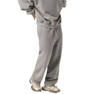 Pantalon de survêtement en molleton de coton de haute qualité, coupe droite épaisse, idéal pour porter par-dessus les chaussures, avec logo personnalisé et broderie 3D - Product Image 2