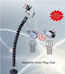 DIY Metric 330mm Magnetic Long Flexible Reach Sump Oil Drain Plug Remover Tool 1/4" <b>Square</b> Drive Patented <b>Adjustable</b> Collar - Product Image 2