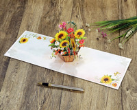 Regalo de colección para la tarjeta 3D emergente de felicitación del Día DE LA Madre con girasol personalizado de la fabricación HMG