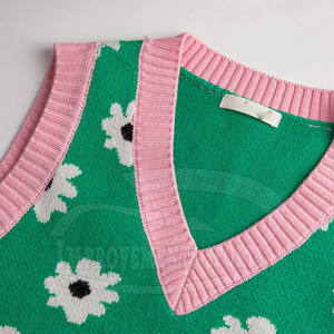 Vêtements de mode grande taille femmes recadrée tricoté gilet Offre Spéciale imprimé femmes recadrée tricoté gilet - Product Image 4