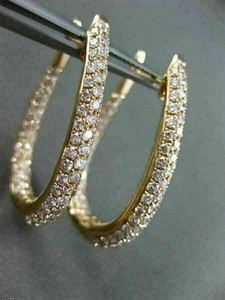 Tishya Diamond Moissanite <b>Hoop</b> Earrings Yellow Gold Plated 925 <b>Silver</b> Pave Diamond Style for Women - Product Image 5