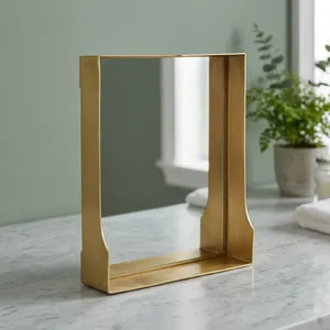 ARTISAN DESIGN Minimalist Metal <b>Wall</b> <b>Mirror</b> Rectangle Decorative Luxury Brass Frame <b>for</b> Living Room <b>Bedroom</b> Hotel Decor - Product Image 4