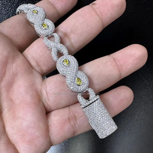 VVS1 Moissanite Diamond Infinity Hologram <b>Charm</b> <b>Bracelet</b> 925 <b>Sterling</b> <b>Silver</b> Hip Hop Style Iced Out Gift Jewelry for Men & Women - Product Image 2