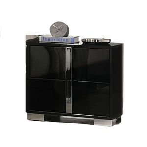 Comodino Moderno con Gambe Cromate, Colore Nero e Finitura UV, Elegante Tavolino da Notte per Camera da Letto - Product Image 2