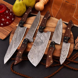 New Design Custom Handmade Full Tang Damascus Steel 5-Piece Ambidextrous <b>Sharp</b> Durable Straight Edge <b>Kitchen</b> Chef <b>Knife</b> Set - Product Image 4