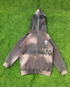 Sweat à capuche unisexe noir surdimensionné et court, coupe carrée, ourlet brut, en coton épais, impression DTG personnalisée, délavage acide, haute qualité, 100 % coton pour homme - Product Image 3