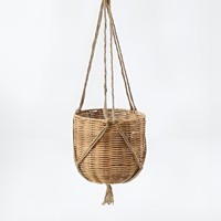 Panier suspendu en rotin naturel de style classique, 1 pièce, pour pots de fleurs, jardinière