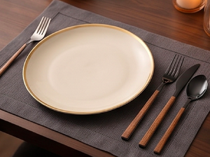 <b>Black</b> Mirror Finished Head <b>Cutlery</b> <b>Set</b> With Wooden Handle Stylish Flatware For Dining Dessert Salad Kitchen And Everyday Use - Product Image 5