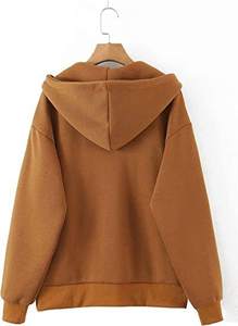 Sudadera con capucha de última moda para mujer, de color sólido, manga larga, con bolsillo y cremallera, disponible en varios colores y diseños. - Product Image 5