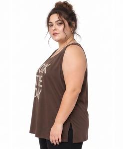 Plus Size <b>Distressed</b> Embroidered Tank <b>Top</b> 100% Cotton Polyester Racerback <b>Top</b> Gym Wear Singlet <b>Top</b> Eco-Friendly Workout Stringer - Product Image 3