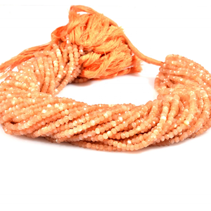 Cuentas facetadas de piedra lunar de melocotón natural de calidad AAA, 3.5 mm, 13 pulgadas, para la fabricación de joyas - Product Image 1
