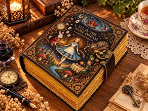 Journal céleste en cuir fait main, couverture souple, multicolore, avec logo en relief, Grimoire fantastique, Journal Alice au pays des merveilles, Cadeau sorcière - Product Image 2