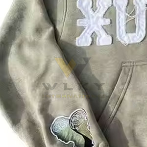 Vente en gros : Sweat-shirts à capuche pour hommes en coton mélangé, design de qualité supérieure, broderie effet vieilli, couleur unie, légers, en stock - Product Image 4