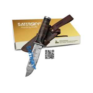 Cuchillo de caza Damasco de 8,5 "en mango de hueso que incluye vaina de alto carbono 1095 + 15N20 fuente de alimentación Manual - Product Image 2