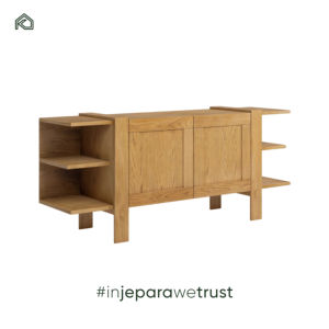 Meuble long moderne en teck massif, style contemporain, pour chambre, cuisine, entrée, salon, style Wabi-sabi, rangement TV, écologique - Product Image 5