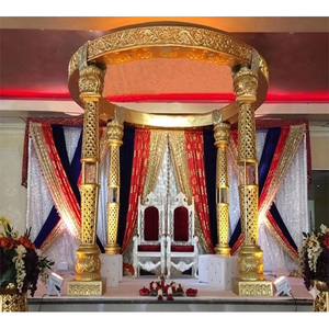 Conjunto de Mandap de Fibra para Bodas, Tradicional y Portátil, con Sillas de Vidhi y Pilares de Fibra, Puerta de Bienvenida, Perth - Product Image 1