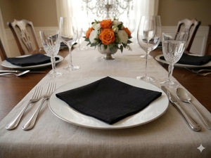 Embroidered <b>Linen</b> <b>Table</b> Napkin | Reusable Square <b>Cloth</b> Napkin for Wedding & Party Decor - Product Image 1
