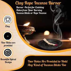 Soporte de incienso de arcilla duradero hecho a mano de alta calidad Lamatar1, diseño de flor de loto de Color negro hecho a mano por la comunidad nepalesa - Product Image 6