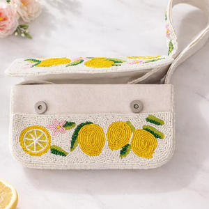 Bolso de hombro con cuentas de limón, bolso de mano inspirado en la costa de Amalfi, bolso para vacaciones de verano - Product Image 1