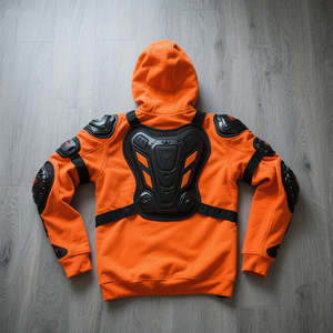 เสื้อฮู้ดมอเตอร์ไซค์สำหรับผู้ชายทรงปกติ OEM แบบกำหนดเอง สำหรับฤดูหนาว ผลิตจากผ้าโมดอลเสริมเกราะป้องกันเพื่อความปลอดภัยในการขับขี่ - Product Image 6