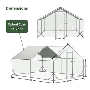 Pollaio in Metallo da Esterno Grande 4m con Copertura Impermeabile da 3m per Polli da Giardino - Product Image 2