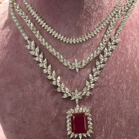 Collier et pendentif en or blanc/jaune 14 carats certifié IGI, style vintage, plaqué rhodium, diamant naturel taille brillant pour femme