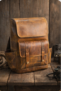 Sac à dos d'affaires minimaliste portable en cuir véritable imperméable avec fermeture éclair VARAD IMPEX Fashion - Product Image 2