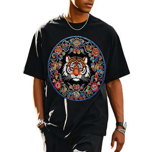 Camiseta de Manga Corta para Hombre, Cuello Redondo, Estilo Casual, con Bordado, Lavado, Degradado de Color Tie-Dye, Verano 2026, OEM - Product Image 1