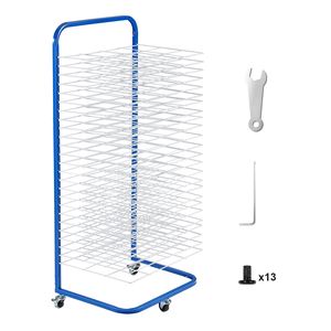 Moderno Espositore per Asciugatura di Arte e Vernici con 25 Ripiani, 17 X 13 X 39,4 Pollici, in Acciaio al Carbonio con Ruote Bloccabili e Ripiani Rimovibili - Product Image 4
