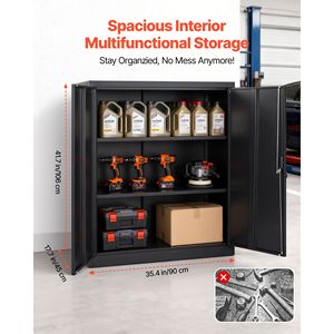 Armadio in Acciaio per Garage 41,7 Pollici, 3 Ripiani, 2 Mensole Regolabili, 2 Porte Magnetiche, 2 Chiavi, Chiudibile a Chiave per Magazzino - Product Image 3