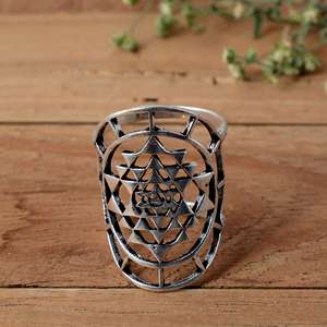 Anillo de Plata de Ley 925 Hecho a Mano para Artritis, Mandala Sri Yantra, Soporte Completo para Dedos PIP SIP - Product Image 2