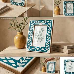 Cadre photo moderne en résine et os incrusté, support d'image artistique fait main avec design personnalisé pour une décoration intérieure élégante - Product Image 5