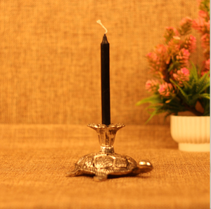 Grand antique silver 7-<b>light</b> table candelabra with an intricately embossed square tiered base and ornate scrolling <b>branches</b>. - Product Image 4