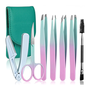 Juego de Pinzas para Cejas de Acero Inoxidable Modernas con Tijeras y Cepillo para Depilación Precisa y Aplicación de Maquillaje - Product Image 1
