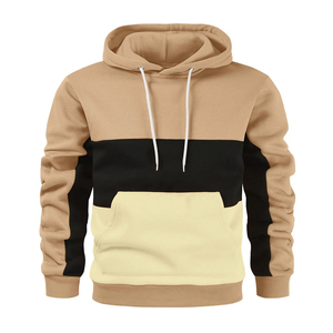 Sweat-shirt à capuche personnalisé avec logo, color block, en molleton épais, patchwork rouge, blanc et noir, pour homme, vente en gros - Product Image 5