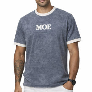 Camiseta Premium de Algodón Lavado para Hombre, Cuello Redondo en Contraste, Logotipo Minimalista en la Parte Delantera, Marca Privada, Proveedor OEM al por Mayor - Product Image 2