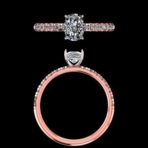 Oval Cut Lab Grown Diamond Engagement <b>Ring</b> 18k Rose <b>Gold</b> Pave <b>Set</b> Two Tone <b>Gold</b> IGI Certified Wedding Band Anniversary <b>Ring</b> for - Product Image 1