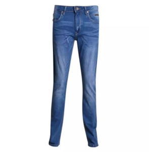 Jean droit en denim souple taille mi-haute pour homme - Pantalon de mode respirant, écologique et coupe-vent teint en pièce, fabriqué au Bangladesh - Product Image 1