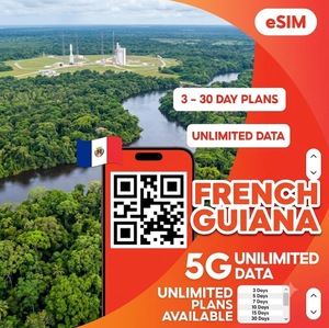 ซิม eSIM ฝรั่งเศส-กัวนา สำหรับใช้งานอินเทอร์เน็ตแบบไม่จำกัด 3 5 7 10 15 30 วัน แบบเติมเงิน รองรับ 4G/5G สำหรับการเดินทาง พร้อมรหัส QR สำหรับเปิดใช้งานทันที - Product Image 1