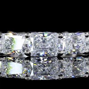 Bague Éternité Complète en Diamant de Laboratoire Taille Radiant, Or 10K 14K 18K, Argent 925 935, Sertie à Griffes, Luxe, Anniversaire, Mariage - Product Image 2