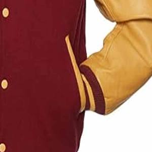 Chaqueta universitaria de béisbol para hombre, diseño de huesos de esqueleto color crema, con mangas, precio mayorista, publicada por Dress Sports - Product Image 3