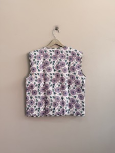 Chaleco de Algodón Bordado con Flores para Mujer, Prenda Exterior Informal, Bordado a Mano, Transpirable, Estilo sin Cuello - Product Image 4