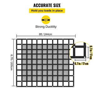 Rete da carico resistente 2,4 m x 2,05 m con maglia per pianale di pickup, accessori per il controllo del carico con fibbie a camma e ganci a S incrociati - Product Image 4