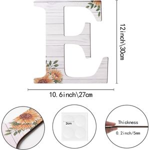 Grandes lettres murales en bois rustiques de 12 pouces, motif tournesol, pour la décoration intérieure, enseignes murales en bois - Product Image 2