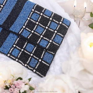 Bolso de Mano de Lujo con Cuentas Bordadas, Negro y Azul, Geométrico, con Perlas, Hecho a Mano, para Fiesta de Noche, Boda, Novia, Personalizado y Elegante - Product Image 3