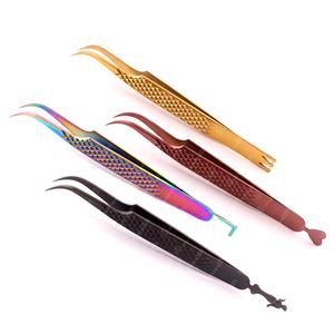 Meilleure vente pince à épiler d'extension de cils en acier inoxydable Diamond Grip Durable personnalisé emballé pointe pointue pince à cils testée à la main - Product Image 4