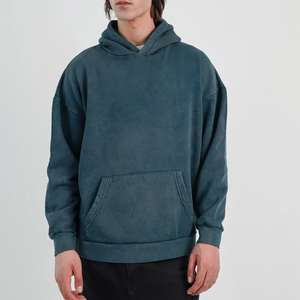 เสื้อฮู้ดผู้ชายสีฟ้าอมเขียว ผ้าฝ้ายฟลีซ ทรงปกติ สวมใส่สบาย มีกระเป๋าจิงโจ้ เหมาะสำหรับใส่ในฤดูใบไม้ร่วง - Product Image 1